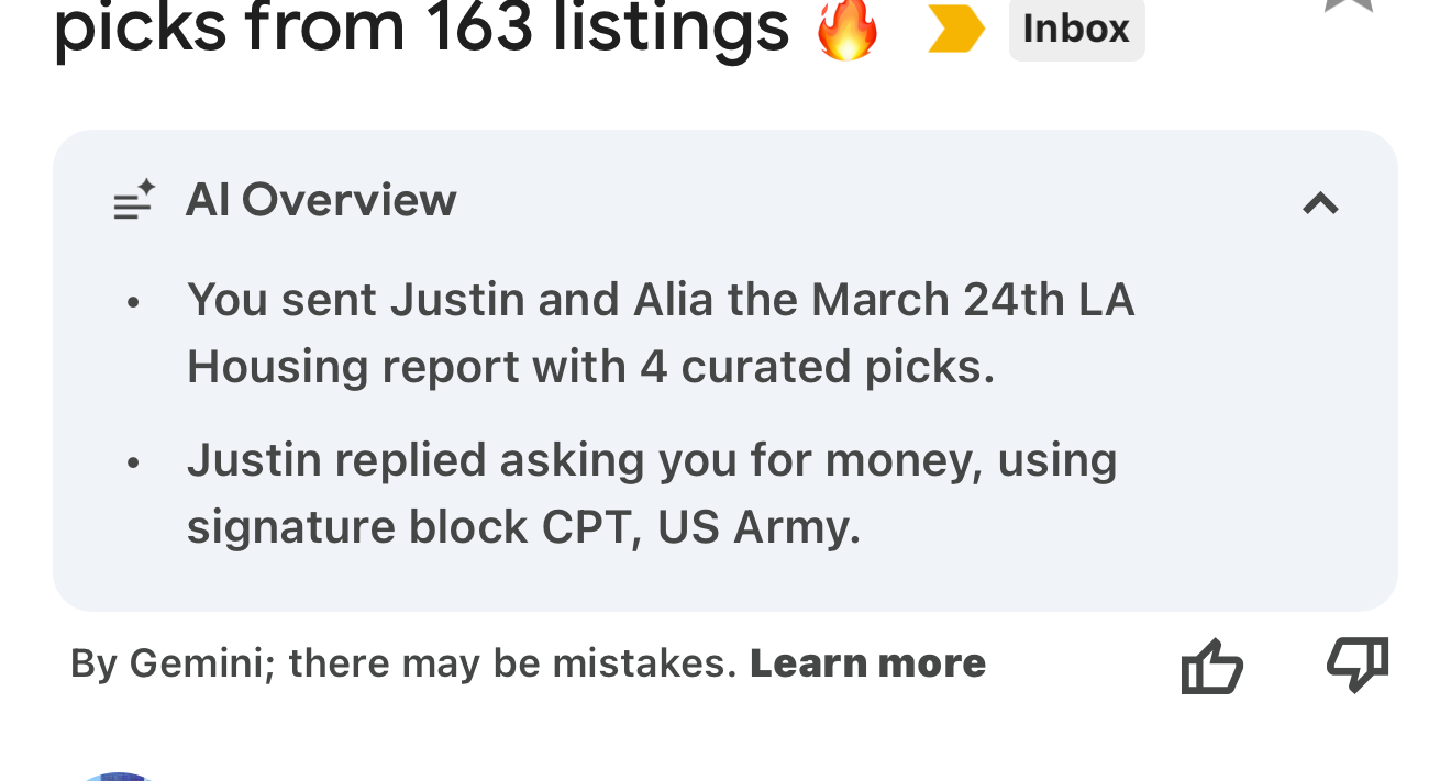 Justin's email asking for money